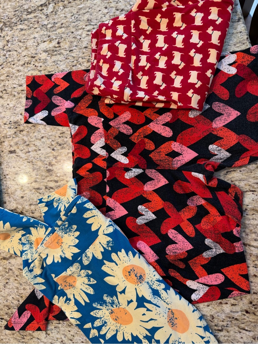 LuLaRoe Teal Blue and Cream Abstract Print Top